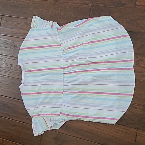 Crown & Ivy Multicolor Vertically Striped Blouse with Ruffled Sleeves size Large - Picture 2 of 6